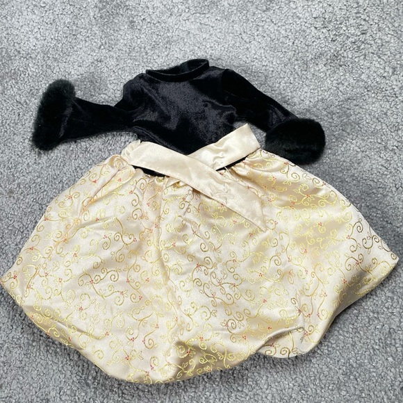American Girl Doll Midnight Holly Gold And Black Velvet Dress READ - Picture 1 of 5